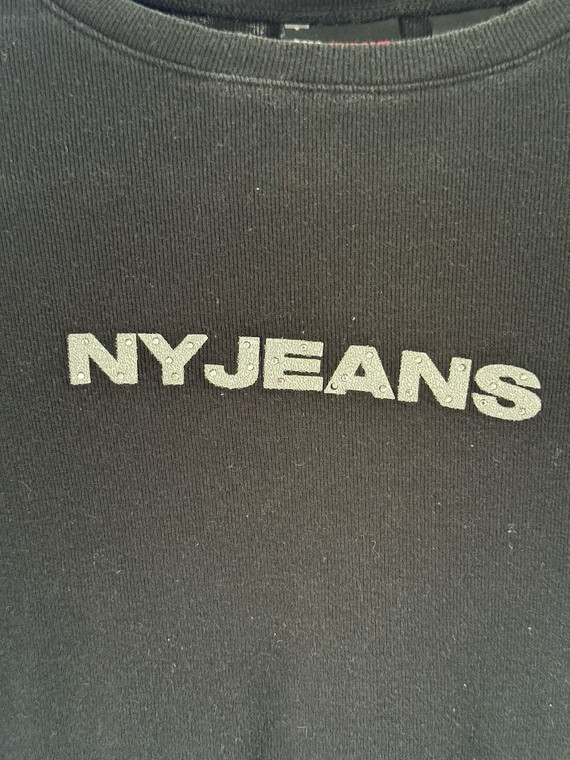 Y2K NY JEANS Rhinestone Black Women's Long-sleeve Size XL
