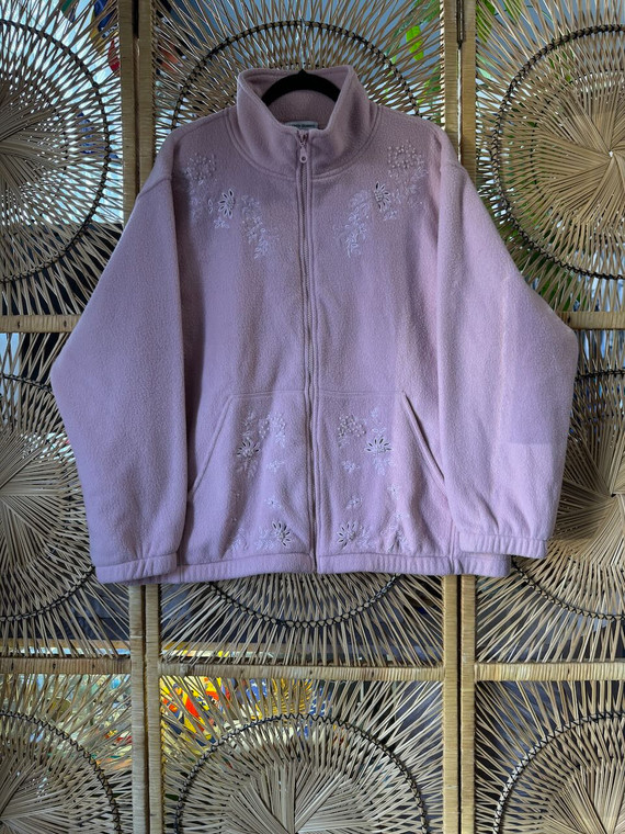 Vintage Alfred Dunner Beaded Blush Full Zip Women's Fleece Size XXL 2XL Vintage Alfred Dunner Beaded Blush Full Zip Women's Fleece Size XXL 2XL