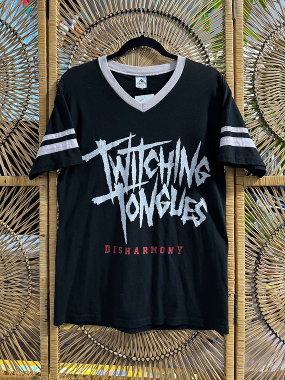 Y2K Twitching Tongues Disharmony Black Graphic T-Shirt Size Medium Y2K Twitching Tongues Disharmony Black Graphic T-Shirt Size Medium