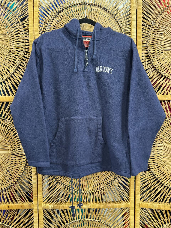 Vtg 90s 00s Old Navy Hooded Navy Blue Quarter Zip Fleece Size Medium Vtg 90s 00s Old Navy Hooded Navy Blue Quarter Zip Fleece Size Medium