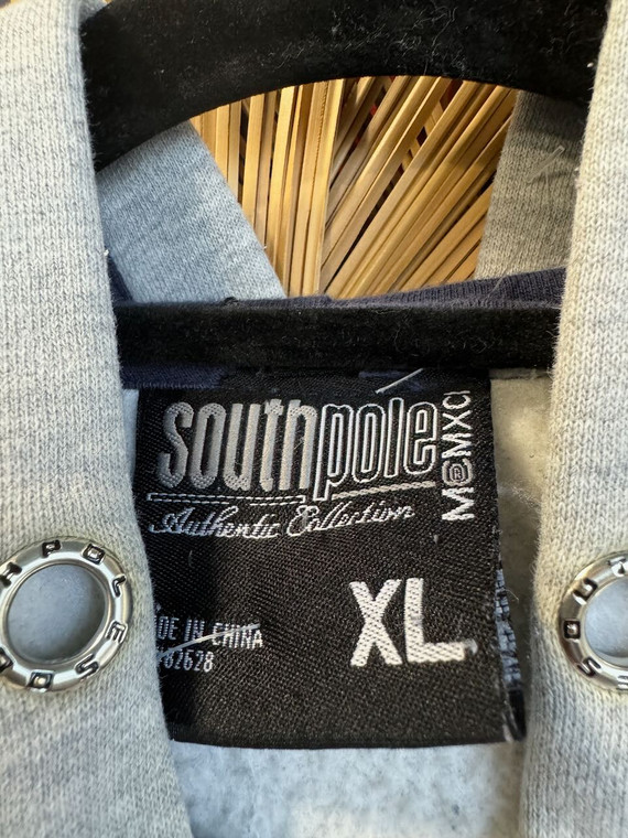 Y2K Southpole Gray Full Zip Hoodie Sweatshirt Size XL