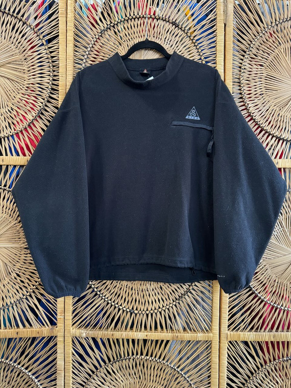 Y2K Nike ACG Black Fleece Mock Neck Pullover Size Medium