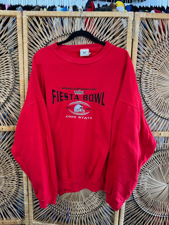 Y2K 2003 Ohio State University OSU Buckeyes Fiesta Bowl Red Crewneck Sweatshirt Size 3XL
