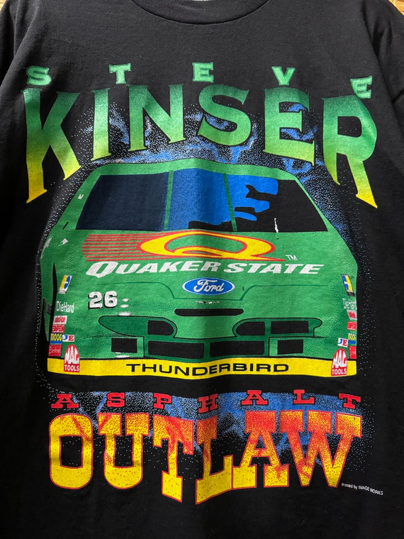 Vintage 90s Steve Kinser #26 NASCAR "Asphalt Outlaw" Black T-Shirt Size XXL 2XL