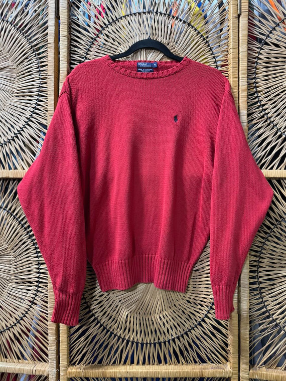 Y2K Polo Lauren Jeans Company By Ralph Lauren LRL Red Knit Sweater Size XL