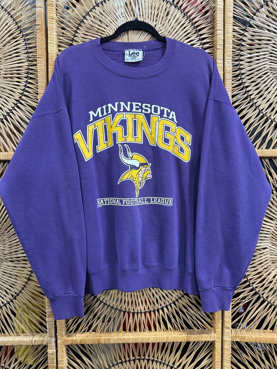 Vtg Lee Sport NFL Minnesota Vikings Purple Crewneck Sweatshirt Size XL