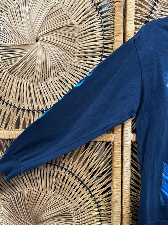 Y2K 2000s Nickelodeon Spongebob Skateboarding Navy Blue Long Sleeve T-Shirt Size Youth XL