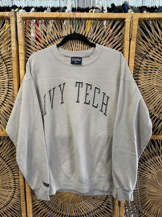 Vintage 90s Ivy Tech Beige Crewneck Sweatshirt Size Large