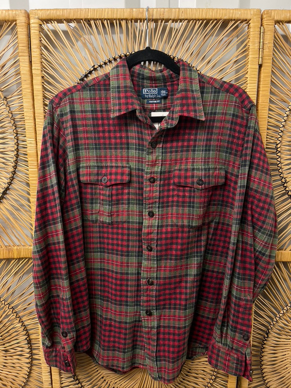 Polo Ralph Lauren Multicolor Flannel Button Down Custom Fit Shirt Size XL