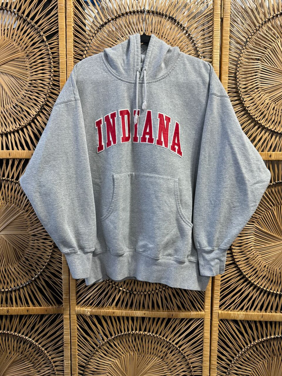 Vtg 90s Majestic Indiana University IU Hoosiers Grey Hoodie Sweatshirt Size XL X-Large