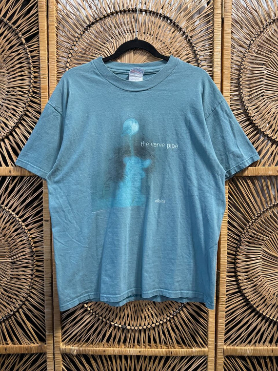 Vtg 90s 1997 The Verve Pipe Villains Rock Band Dusky Teal T-Shirt Size Large