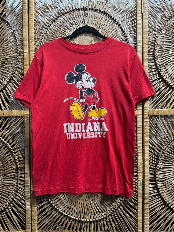Vintage 90s 80s Indiana University IU Mickey Mouse Hoosiers Red T-Shirt Size Large