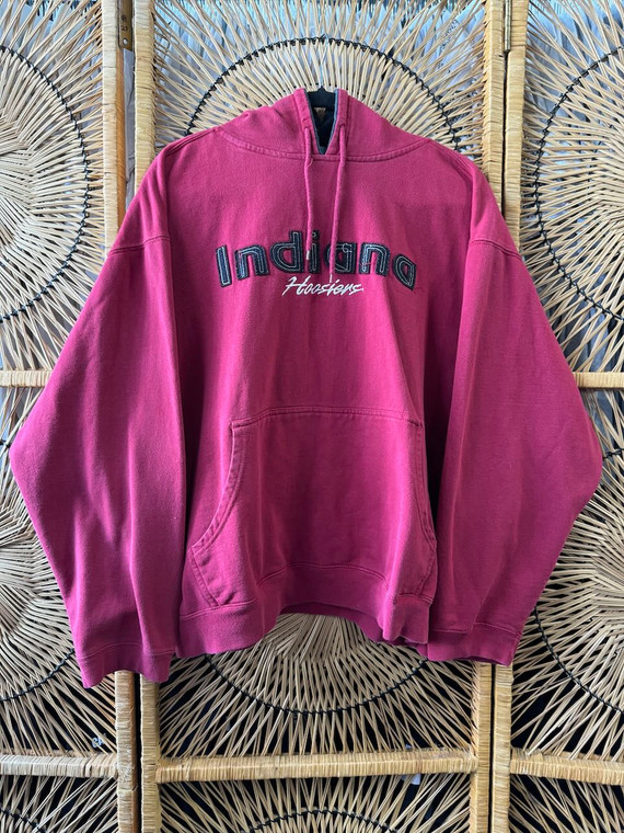 Vintage 90s Y2K Indiana University IU Hoosiers Pro Edge Stitched Red Hoodie Sweatshirt Size XL