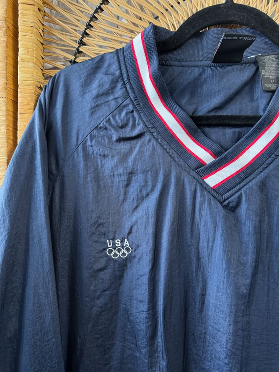 Vintage 90s Y2K USA Olympics Navy Blue Windbreaker Pullover Size Large