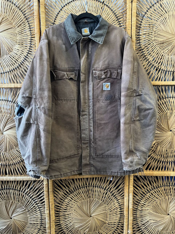 Vintage 80s 90s Carhartt Lined Brown Arctic Jacket Size 44 Tall
