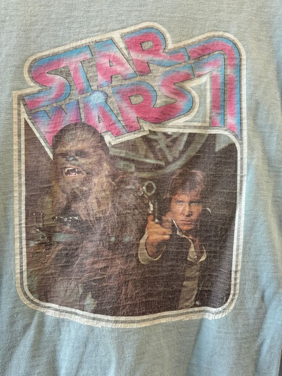 Vintage 1980s Star Wars Han Solo & Chewbacca Sea Green T-Shirt Size XL