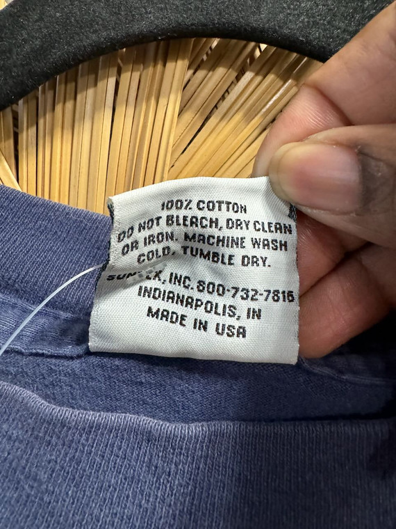 Vintage 90s 80s Indiana University IU Hoosiers Basketball Lightening Strike Navy Blue T-Shirt Size Large