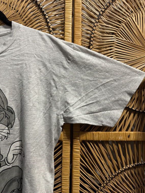 Vtg 90s 1995 Looney Tunes Bugs Bunny Rollerblading AOP Grey T-Shirt Size Large