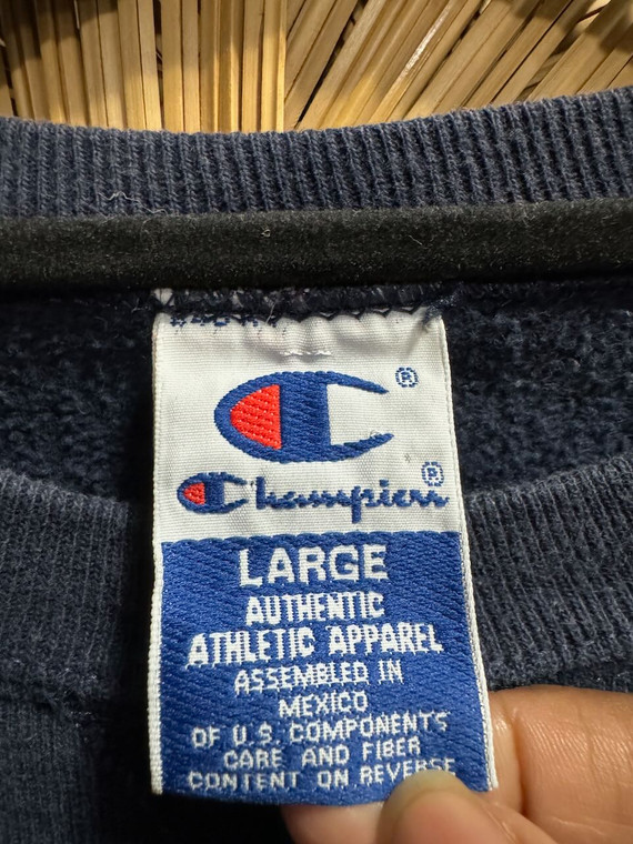 Vtg 90s Champion Vincennes University Navy Blue Crewneck Sweatshirt Size Large