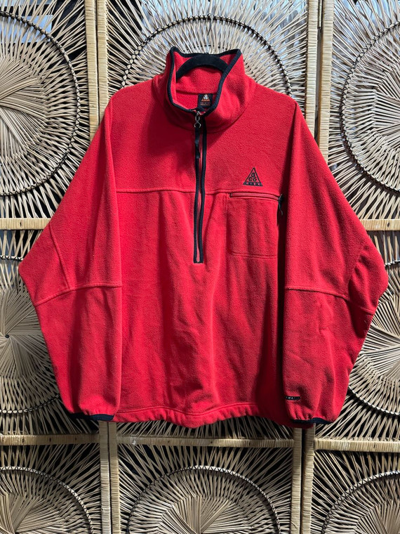 Y2K Nike ACG Red Fleece Pullover Size XL