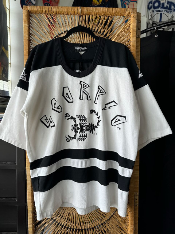 Vtg 90s Tough Club Scorpio Black & White Hockey Jersey Size XL