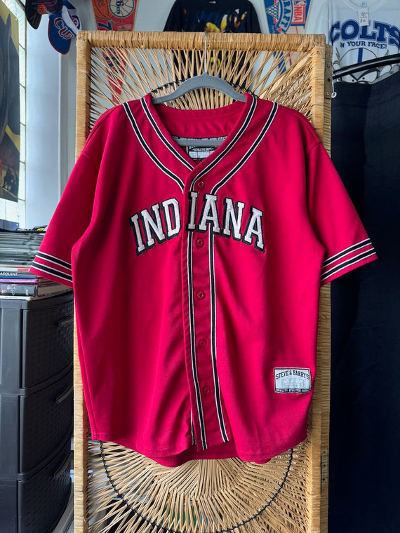 Vintage Steve & Barry's Indiana University IU Hoosiers Red Baseball Jersey Size Small