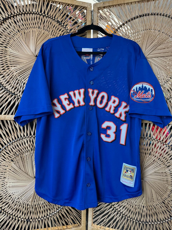 Mitchell & Ness MLB NY Mets Mike Piazza #31 Blue Baseball Jersey Size XL