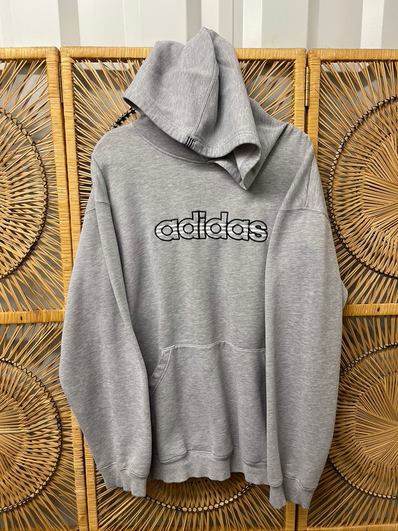 Y2K Adidas Gray Sweatshirt Hoodie Size Large