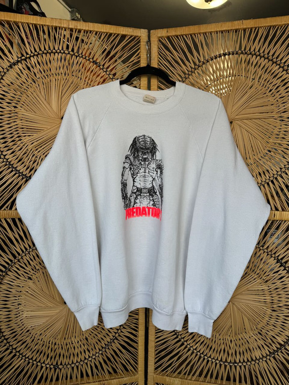 Vtg 1990 Rare Predator 2 White Movie Promo Crewneck Sweatshirt Size XL
