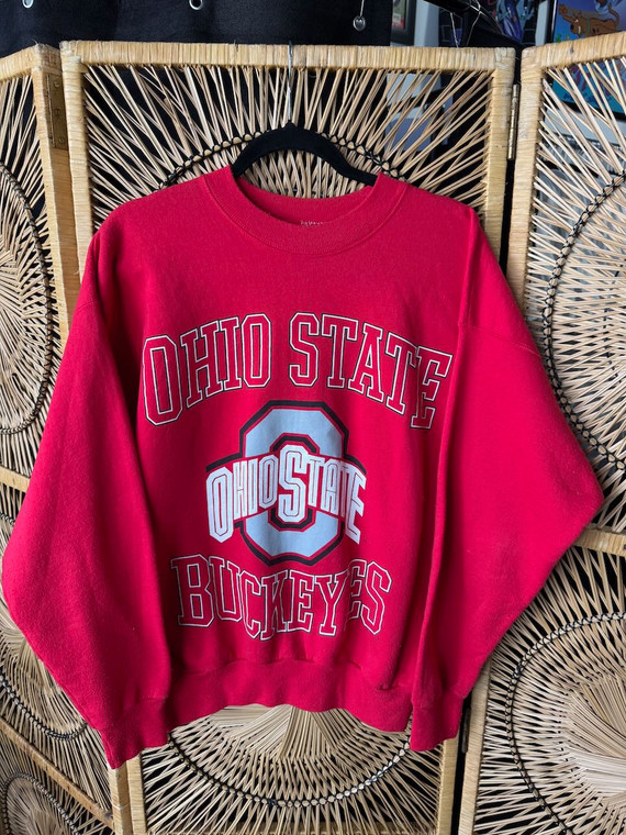 Vintage Y2K Ohio State University OSU Buckeyes Spell-out Red Crewneck Sweatshirt Size Large