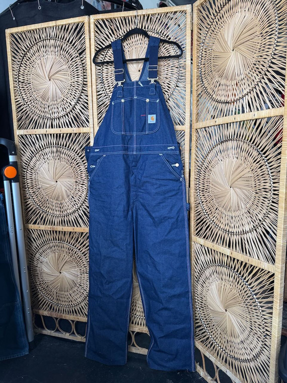 Carhartt Bib Overalls Carpenter Blue Denim Workwear 14806 Size 38X32