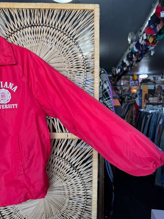 Vintage 80s 90s Champion Indiana University Red Button Up Windbreaker Jacket Size Medium