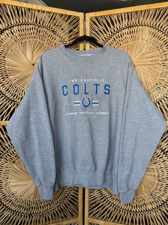 Y2K NFL Indianapolis Colts Embroidered Gray Crewneck Sweatshirt Size XL