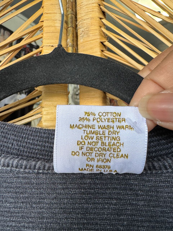 Vintage 80s 90s Indiana University IU Hoosiers Striped Dark Grey T-Shirt Size XL