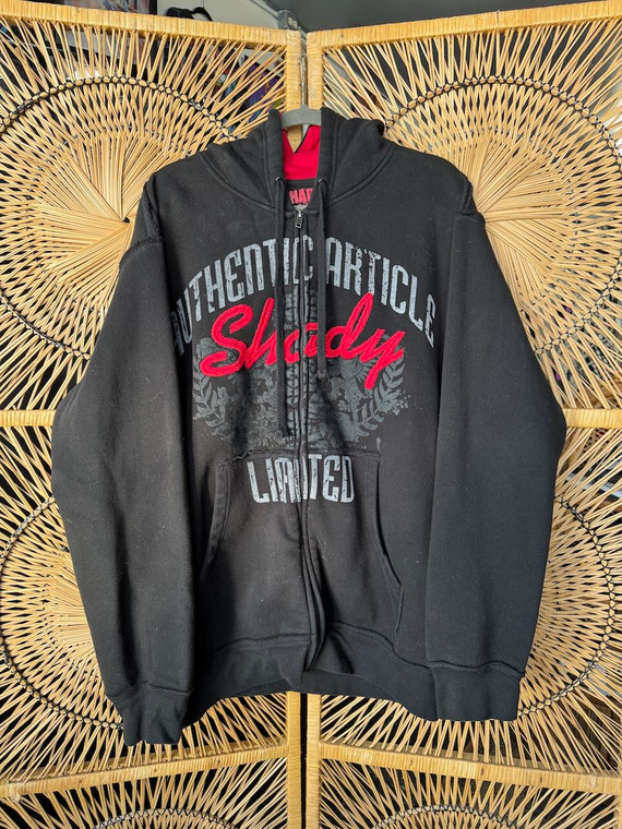 Y2K 2000s Shady Limited Black Hoodie Full Zip Sweatshirt Size Medium