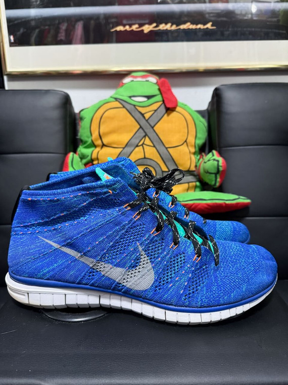 2013 Nike Free Run Flyknit Chukka Blue White 639700-400 Mens Size 13