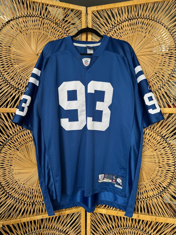Y2K Reebok NFL Indianapolis Colts Dwight Freeney #93 Blue Stitched Jersey Size XL