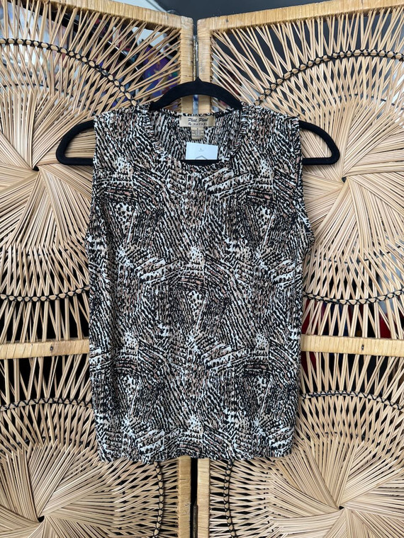 Vintage 90s Y2K Leopard Artwork Pleated Tank Size Small