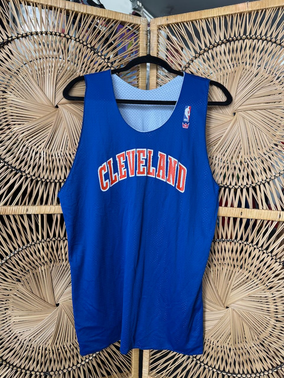 Vtg 80s Sand Knit Cleveland Cavaliers #12 NBA Jersey Orange Blue Reversible Size Large