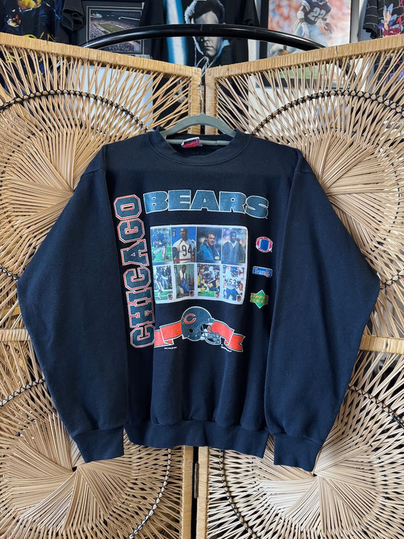 Vtg 90s 1994 Sport Attack NFL Chicago Bears Black Sweatshirt Size Large