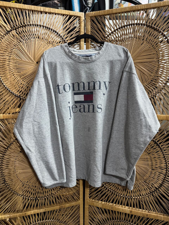 Vintage 90s Tommy Jeans Gray Crewneck Sweatshirt Size X-Large XL