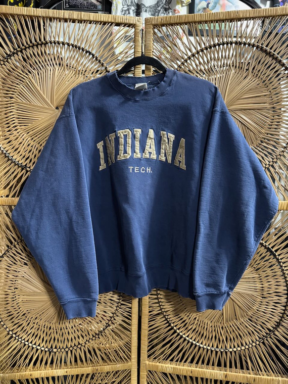 Vintage 90s Indiana Tech Navy Blue Crewneck Sweatshirt Size X-Large XL