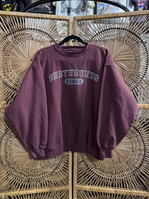 Y2K Jansport University Of Indianapolis Greyhounds Burgundy Crewneck Sweatshirt Size Large