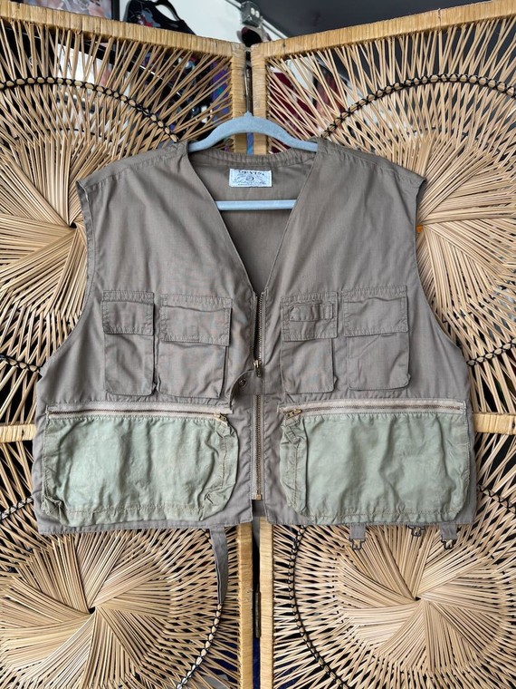 Vintage 90s Orvis Tan Fishing & Tackle Vest Size Large
