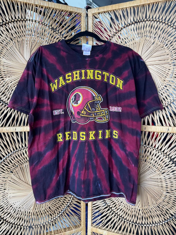 Vtg NFL Team Washington Redskins Football Red & Black Tie Dye T-Shirt Size X-Large XL