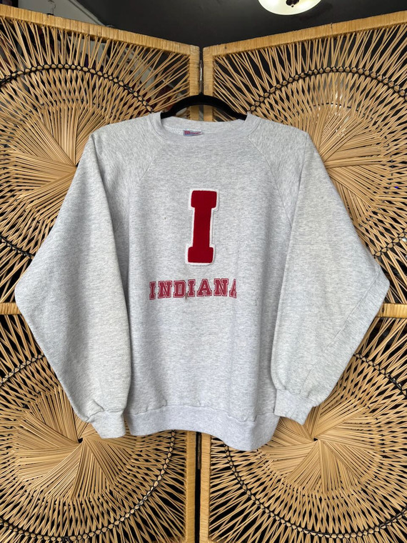 Vintage 90s Indiana "I" Grey Crewneck Sweatshirt Size X-Large XL