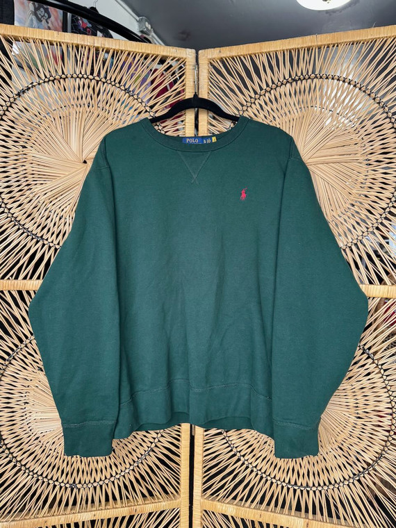 Polo Ralph Lauren RL Forest Green Crewneck Sweatshirt Size XL X-Large