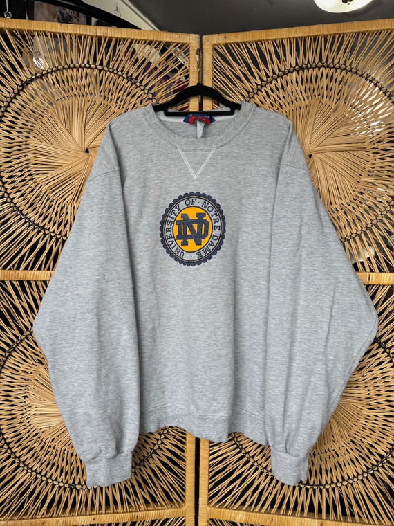 Vintage 90s Champion Notre Dame Fighting Irish Grey Crewneck Sweatshirt Size XL X-Large