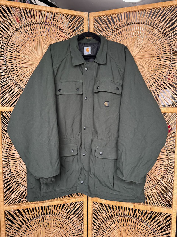 Vintage 90s Y2K Carhartt C41 Army Green Work Coat Size 3XL XXXL