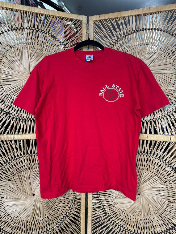 Vintage 90s Ball State University Cardinals Red T-Shirt Size Large